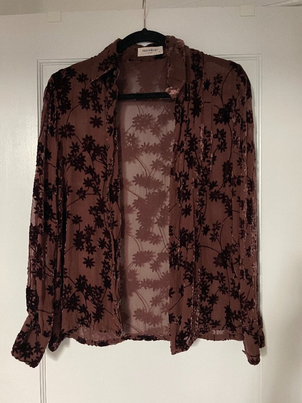 Semi-Sheer Brown Equipment Button Down